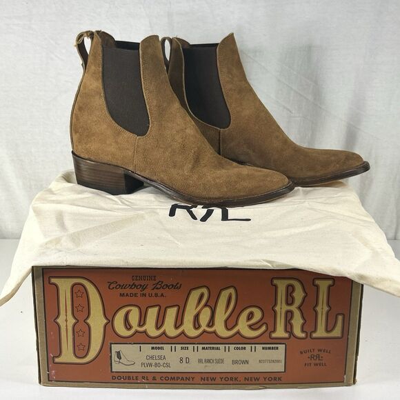 Ralph Lauren Double RL RRL Chelsea Plainview Boots Brown Leather Men’s 8D Wester main image 7